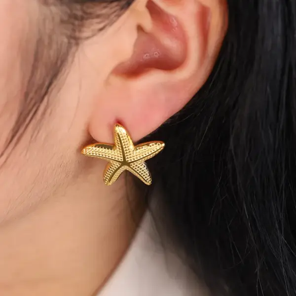 PVD Coated 18K Gold Real Gold Plated Starfish 304 Stainless Steel French Style Simple Style Classic Style Waterproof Non Tarnish Ear Studs