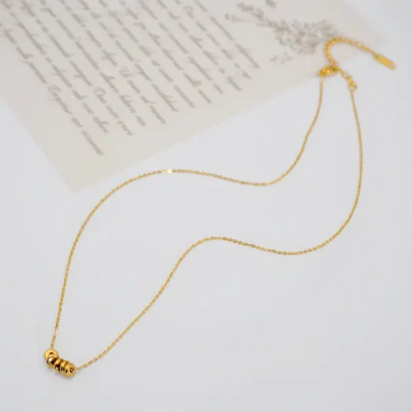 Ferroalloy Round Vacuum Plating Real Gold Plated Casual Simple Style Classic Style Waterproof Non Tarnish Beaded Cable Chain Gold Necklace