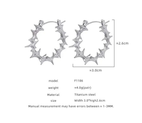 304 Stainless Steel Solid Color PVD Coated 18K Real Gold Plated Real Gold Plated 18K Gold Hip-Hop Cool Style Waterproof Non Tarnish Silver Earrings