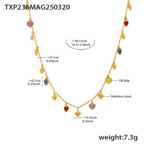 Txp236-mixed color love gold necklace 40+5cm