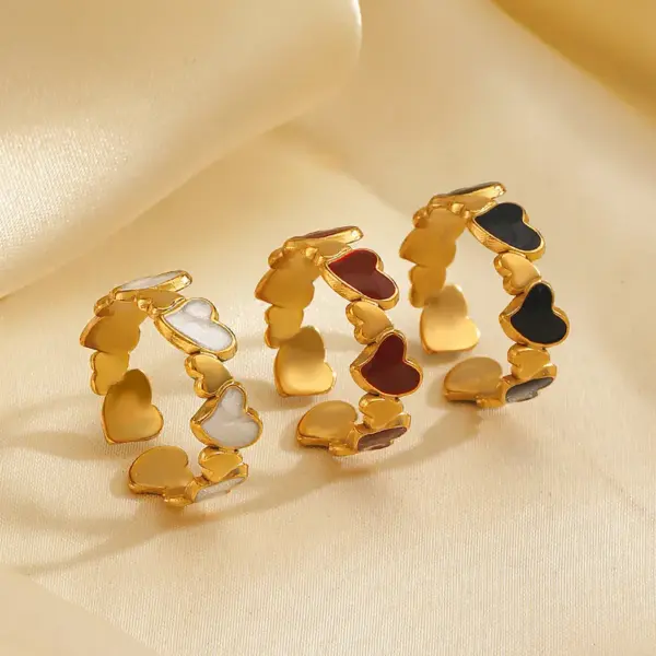 Ion Plating (IP) 18K Gold Plated Heart Shape 304 Stainless Steel Simple Style Waterproof Non Tarnish Open Rings