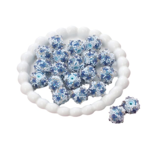 Wholesale Cross-border TK Live Hot Sale Lace Bow Tulip Sticky Flower DIY Hand-made with Holes Flower Ball Beaded Accessories