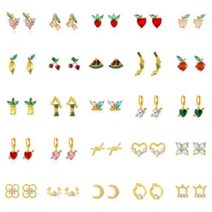 1 Pair Simple Style Flower Copper Plating Inlay Crystal Rhinestones Zircon 18k Gold Plated Gold Plated Silver Plated Earrings Ear Studs