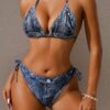 Wholesale European and American New Women's Sexy Strappy Denim Split Bikini Three-Point Swimsuit Beach Split Swimsuit