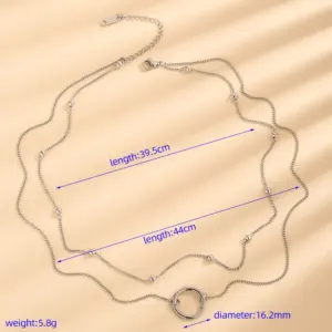 Wholesale PVD Coated Real Gold Plated 18K Gold Circle 304 Stainless Steel Elegant Shiny Waterproof Non Tarnish 304 Stainless Steel Necklace