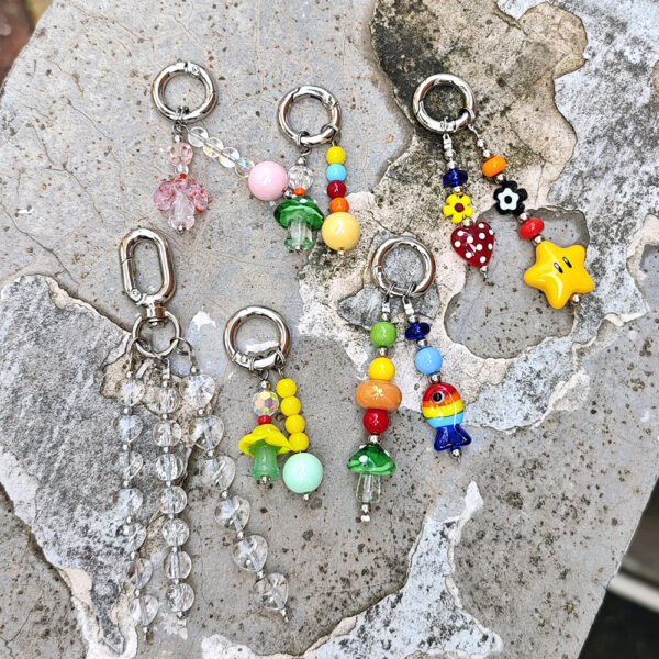 Wholesale Street Dopamine Colorful Beaded Keychain