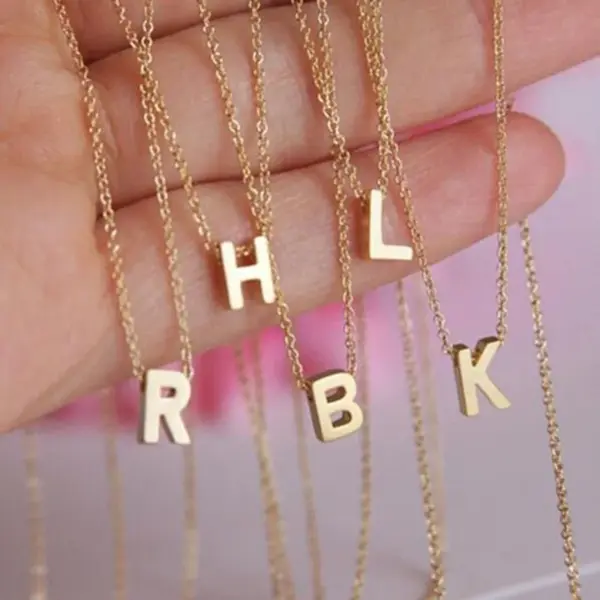 Wholesale PVD Coated 14K Gold Real Gold Plated Letter Stainless Steel Titanium Steel Fashion Waterproof Non Tarnish 304 Stainless Steel Necklace