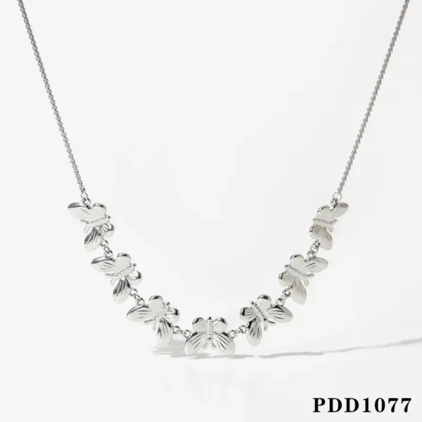 Wholesale PVD Coated Real Gold Plated 16K White Plating Butterfly 304 Stainless Steel Elegant Modern Style Waterproof Non Tarnish Necklace