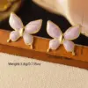 304 Stainless Steel Plastic Butterfly Electroplating Imitation Gold Princess Simple Style Enamel Gold Ear Studs