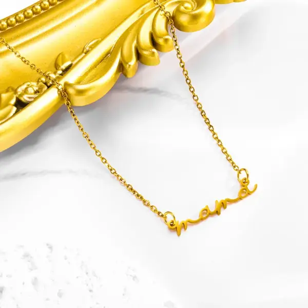 Wholesale 304 Stainless Steel Letter Ion Plating (IP) Stone-Free 18K Gold Plated Casual Simple Style Waterproof Non Tarnish Cable Chain Necklace