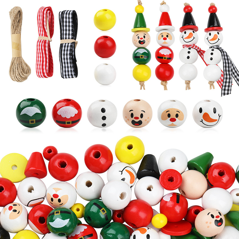 Wholesale Christmas Wooden Beads Set DIY Jewelry Aessories Beaded