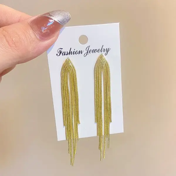 Fashion Geometric Copper Drop Earrings Tassel Zircon Copper Earrings