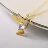 Wholesale Cute Animal Bird Copper Plating Inlay Zircon Pendant Necklace