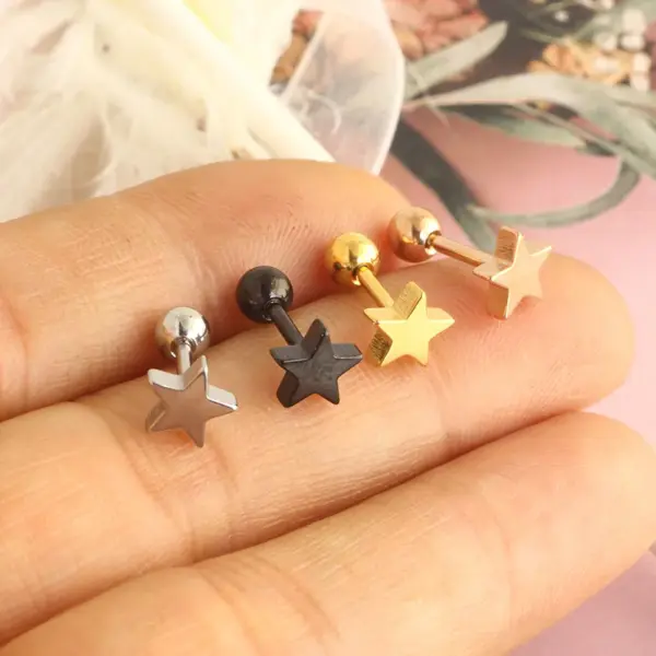 Wholesale 1 Piece Simple Style Star Stainless Steel Ear Studs