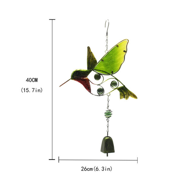 Wholesale Hummingbird Metal Wind Bell Handmade Glass Painted Crafts Square Bell Creative Courtyard Garden Kingfisher Hanging