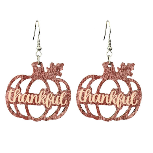 Wholesale Thanksgiving turkey pumpkin wooden earrings