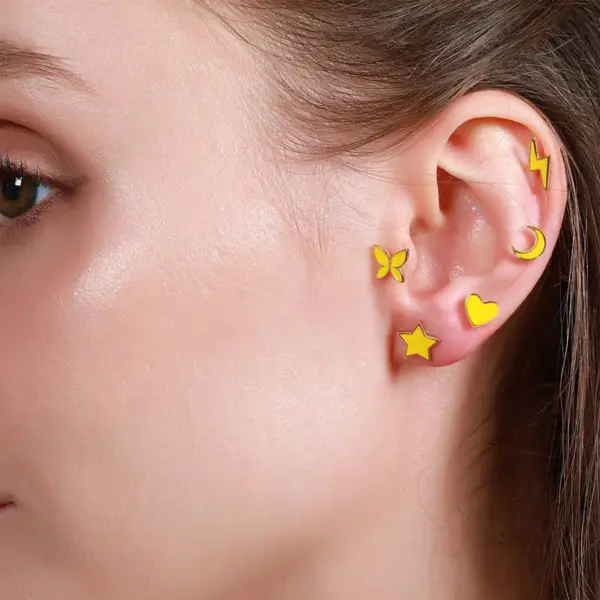 Wholesale Ear Cartilage Rings & Studs Simple Style Star Brass No Inlaid