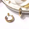 304 Stainless Steel C Shape Multicolor PVD Coated 18K Gold Plated 18K Gold Simple Style Waterproof Non Tarnish Plating Gold Ear Studs