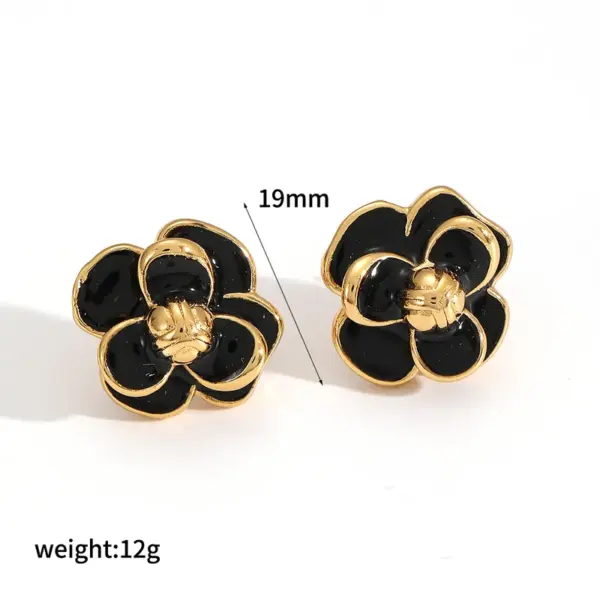 Wholesale PVD Coated Real Gold Plated 18K Gold Flower 304 Stainless Steel IG Style Retro Waterproof Non Tarnish Ear Studs