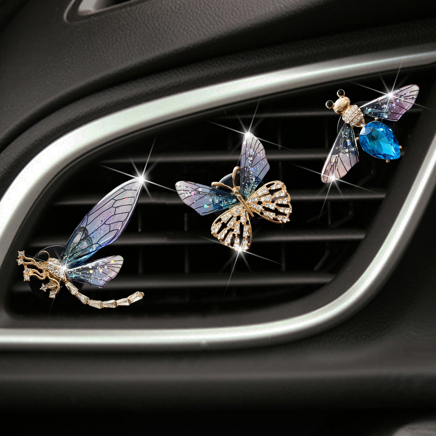 Wholesale metal butterfly agoy car perfume clip bee car air conditioning outlet fragrant decorative clip