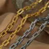 PVD Coated Real Gold Plated Geometric Titanium Steel Simple Style Waterproof Non Tarnish Bracelets Necklace