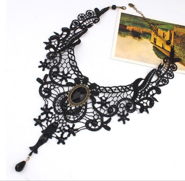 oly-8b769c328cb4e28d2a96f32acee6fc87 Wholesale Gothic choker lace necklace women's necklace simple exaerated black clavicle chain fake collar handmade jewelry