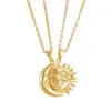 Wholesale Jewelry Elegant Glam Sun Moon 304 Stainless Steel Copper Zircon Plating Pendant Necklace