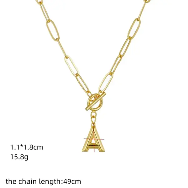 Copper 14K Gold Plated Fashion Plating Letter Pendant Necklace