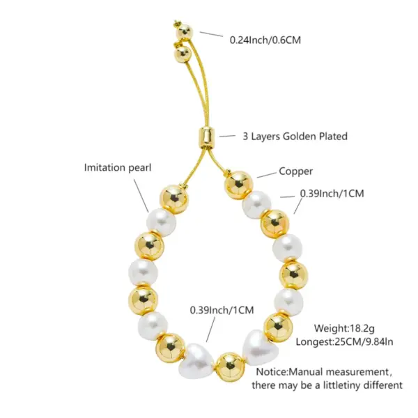 Wholesale Jewelry Simple Style Round Copper Drawstring Bracelets Ball Chain