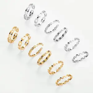 PVD Coated 18K Gold Real Gold Plated Geometric 304 Stainless Steel Simple Style Waterproof Non Tarnish Rings