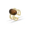 Wholesale Fashion Geometric Stainless Steel Open Ring Natural Stone Stainless Steel Rings