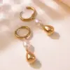 Wholesale Ion Plating (IP) 18K Gold Plated Geometric Water Droplets 304 Stainless Steel Classic Style Streetwear Waterproof Non Tarnish Charm Sleeper Hoop Earrings Drop