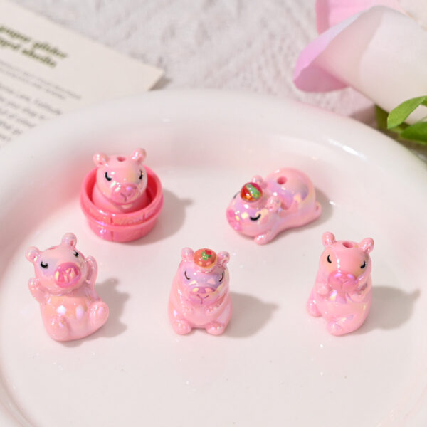Wholesale Colorful pink animal with hole shaped beads