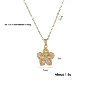 X2118 White Bauhinia Zircon Necklace