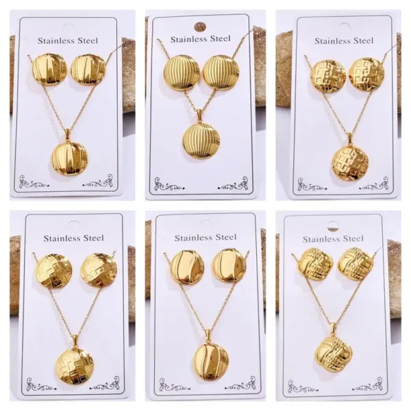 Wholesale Rack Plated Long-Lasting Plated PVD Coated 14K Gold Plated K Gold Plated Heart Shape Flower 304 Stainless Steel Steel Casual Cute Lady Jewelry Set