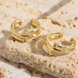 Retro Simple Style C Shape Copper Plating Inlay Zircon Ear Cuffs 1 Pair