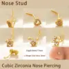 Wholesale 1 Piece Nose Rings & Studs Casual Classic Style Heart Shape Flower Butterfly Copper Flowers Butterfly Zircon Nose Rings & Studs Nose Pin