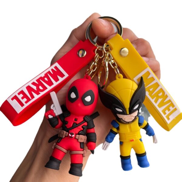 Wholesale Cross-border Marvel Deadpool and Wolverine Keychain Stereo Doll Car Keychain Hanging School Bag Pendant