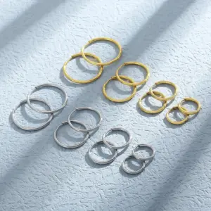 304 Stainless Steel Geometric PVD Coated 18K Real Gold Plated Streetwear Waterproof Non Tarnish Hoop Earrings