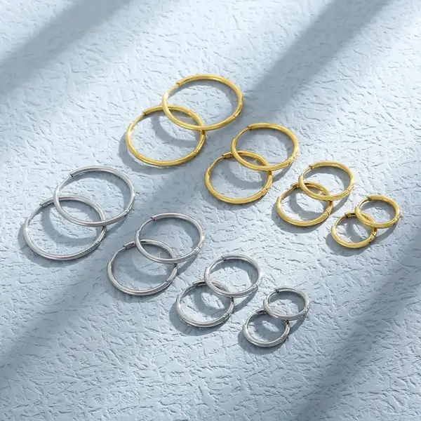 304 Stainless Steel Geometric PVD Coated 18K Real Gold Plated Streetwear Waterproof Non Tarnish Hoop Earrings