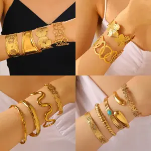 Wholesale Casual Simple Style Streetwear Geometric 304 Stainless Steel Bangle In Bulk