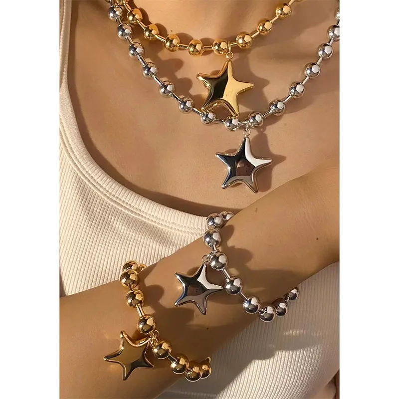 Wholesale PVD Coated Real Gold Plated 16K White Plating Pentagram Round Heart Shape 304 Stainless Steel Nordic Style Vacation Modern Waterproof Non Ta