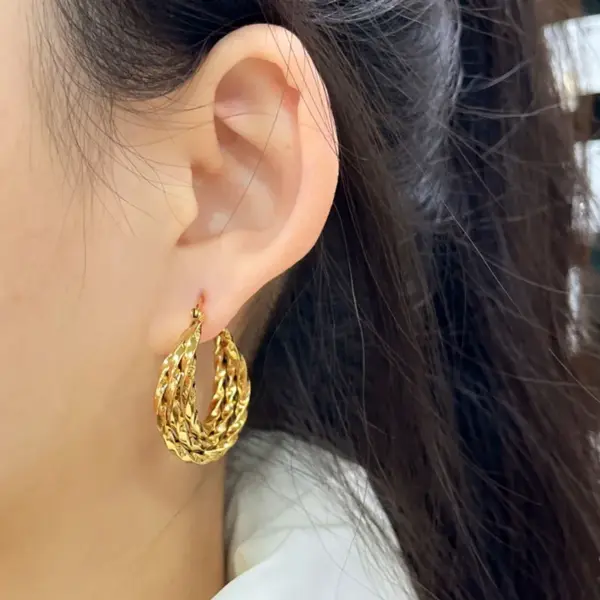 Wholesale 1 Pair Vacation Beach Geometric Plating 304 Stainless Steel 18K Gold Plated Earrings