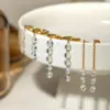 Wholesale 304 Stainless Steel Round PVD Coated 18K Real Gold Plated Real Gold Plated 18K Gold Simple Style Shiny Waterproof Non Tarnish Zircon White Drop Earrings