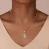 Wholesale Jewelry Religion Classic Style Human Virgin Mary 201 Stainless Steel Copper Shell Zircon 18K Gold Plated Pendant Necklace