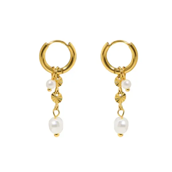 Wholesale PVD Coated 18K Gold Real Gold Plated Round 304 Stainless Steel IG Style Simple Style Waterproof Non Tarnish Drop Earrings