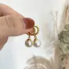 Wholesale PVD Coated Real Gold Plated 18K Gold Round 304 Stainless Steel Plastic Elegant Sweet Waterproof Non Tarnish Drop Earrings