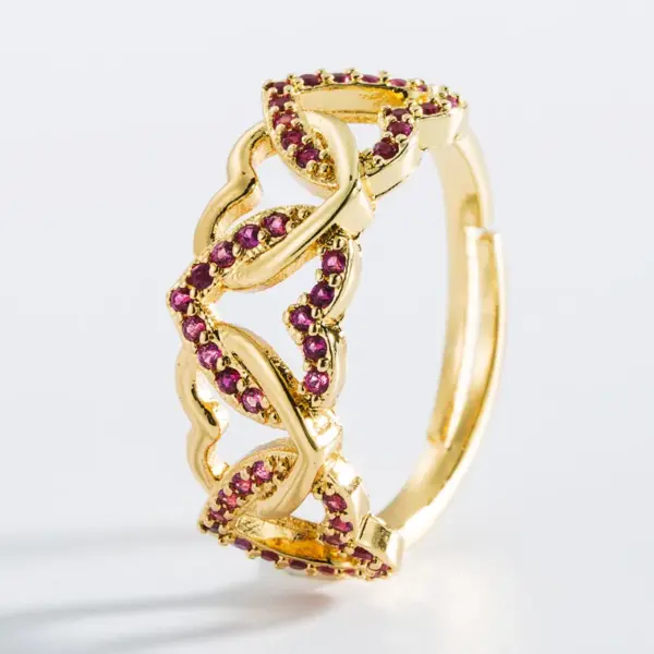 Wholesale Fashion Geometric Heart Eyes Copper Micro-inlaid Zircon Ring