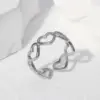 Wholesale PVD Coated Real Gold Plated 18K Gold Heart Shape 304 Stainless Steel Sweet Waterproof Non Tarnish Open Ring