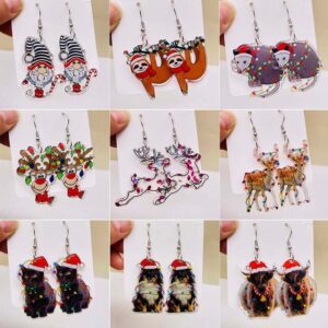 Wholesale Colorful Elk Christmas Acrylic Earrings